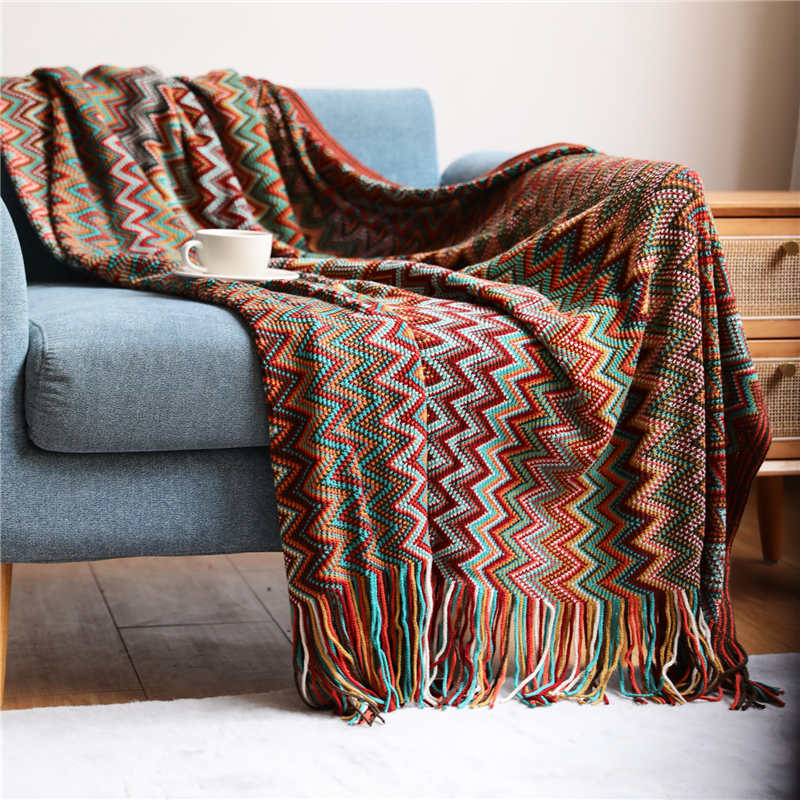 Glad Striped Throw Blanket with Tassels - Sofa Throw