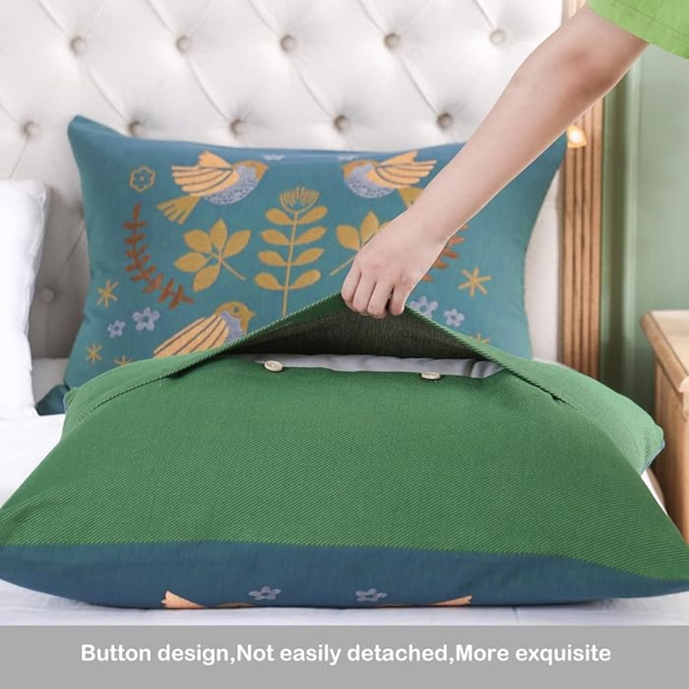 Songbird Cotton Pillowcases - Boho Bird Print, Set of 2
