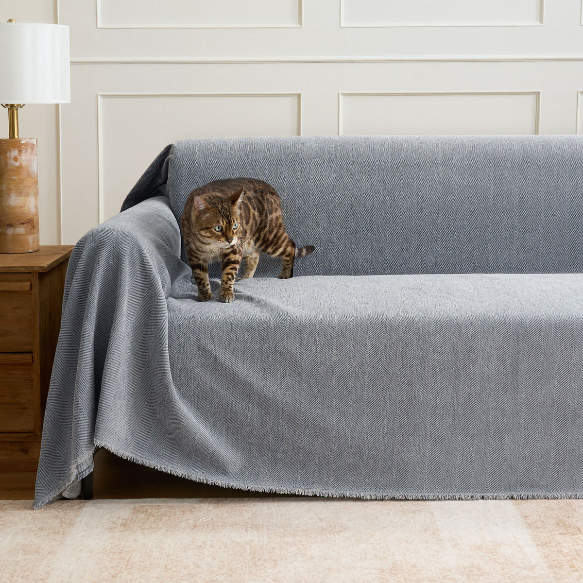 Durable Pet Friendly Herringbone Sofa/Couch Cover