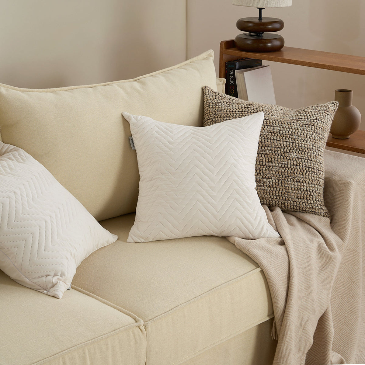 SofaRefresh Cushion Covers - Quilted Throw Pillow Set of 2