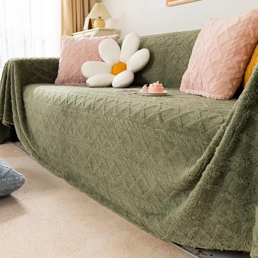 Cloud Nine Waffle Couch Cover - Plush Velvet Sofa Throw