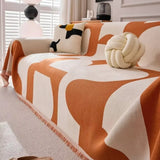 Boho Chenille Couch Cover - Reversible Jacquard Sofa Throw