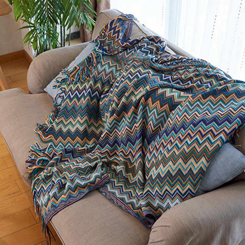 Glad Striped Throw Blanket with Tassels - Sofa Throw