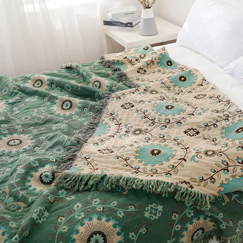 Vika Reversible Cotton Sofa Cover - Couch Throw Blanket