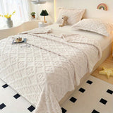 Blad Leaf Embroidered Fleece Blanket - Soft Sofa Throw
