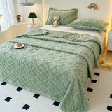Blad Leaf Embroidered Fleece Blanket - Soft Sofa Throw