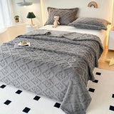 Blad Leaf Embroidered Fleece Blanket - Soft Sofa Throw
