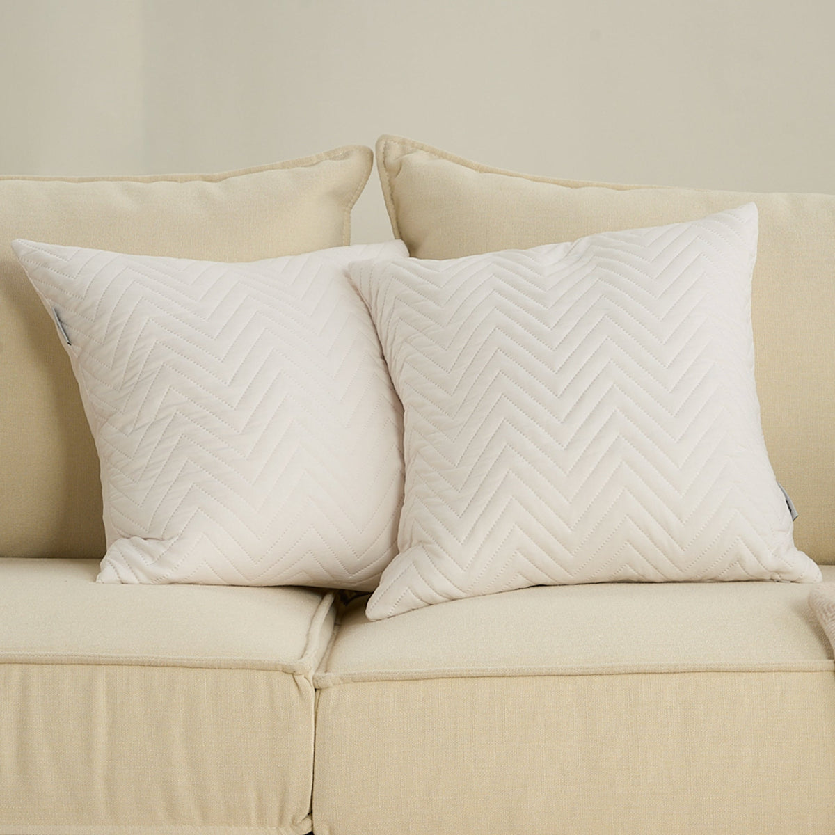 SofaRefresh Cushion Covers - Quilted Throw Pillow Set of 2