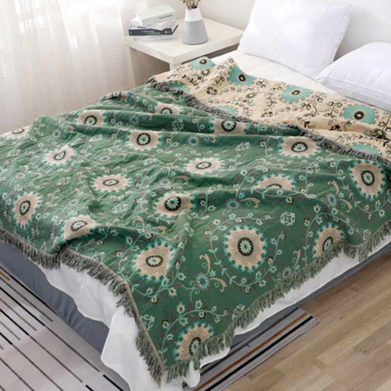 Vika Reversible Cotton Sofa Cover - Couch Throw Blanket