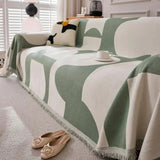 Boho Chenille Couch Cover - Reversible Jacquard Sofa Throw
