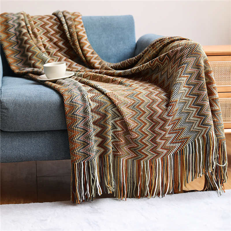 Glad Striped Throw Blanket with Tassels - Sofa Throw