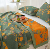 Lund Reversible Jacquard Quilt - Ginkgo Bed Cover