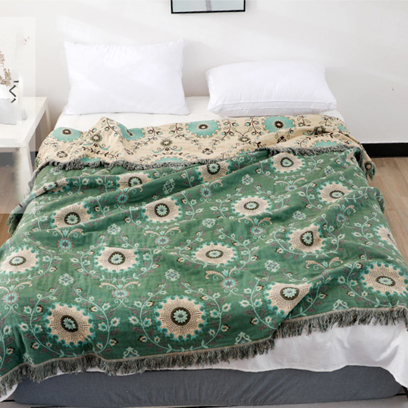 Vika Reversible Cotton Sofa Cover - Couch Throw Blanket