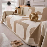 Boho Chenille Couch Cover - Reversible Jacquard Sofa Throw