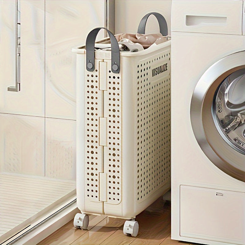 Foldable Laundry Basket with Wheels - Rolling Hamper