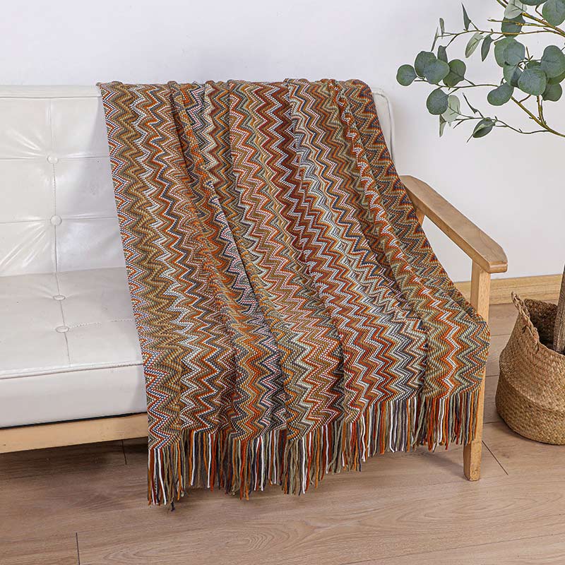 Glad Striped Throw Blanket with Tassels - Sofa Throw