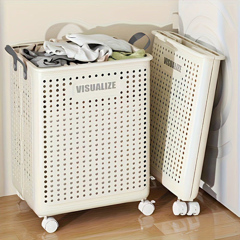 Foldable Laundry Basket with Wheels - Rolling Hamper