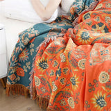 Cotton Gauze Throw Blanket - Floral Boho Bedspread