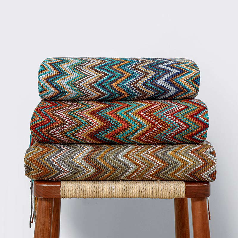 Glad Striped Throw Blanket with Tassels - Sofa Throw