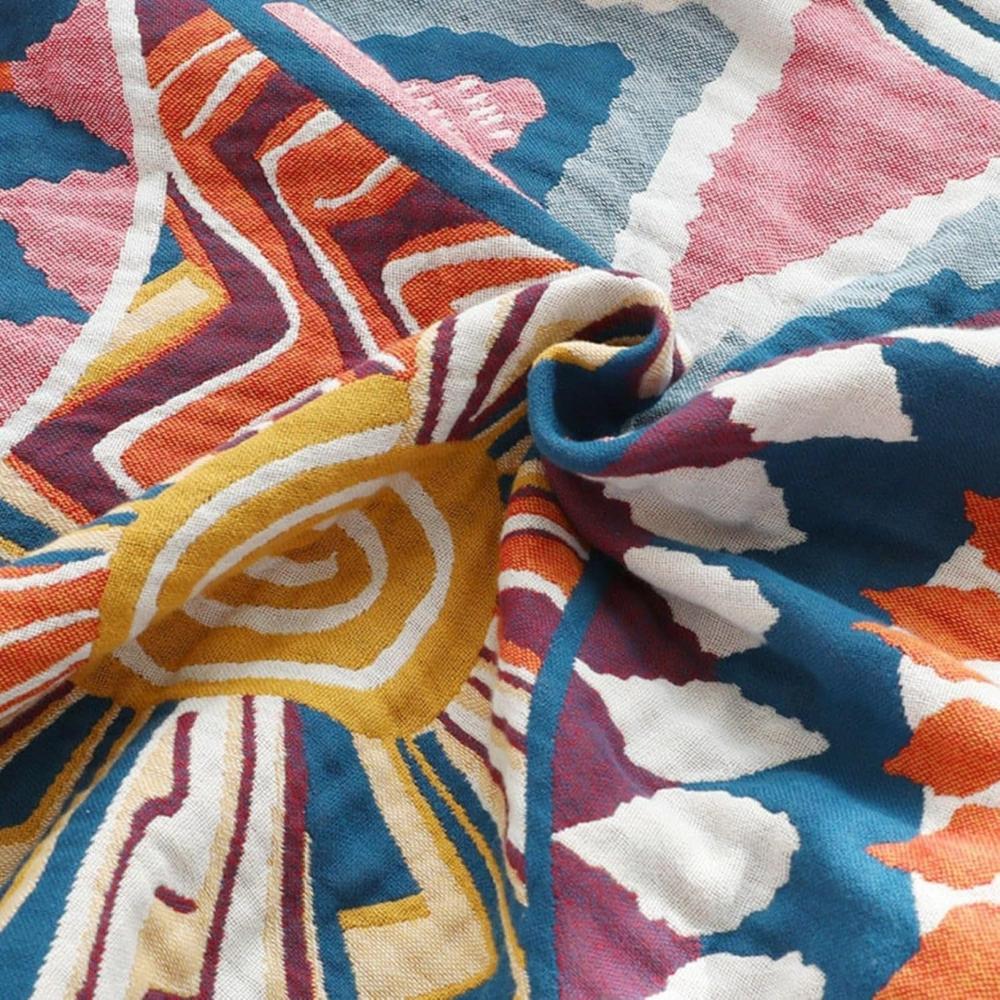 Cotton Throw Blanket - Sunburst Print All-Season Bedspread