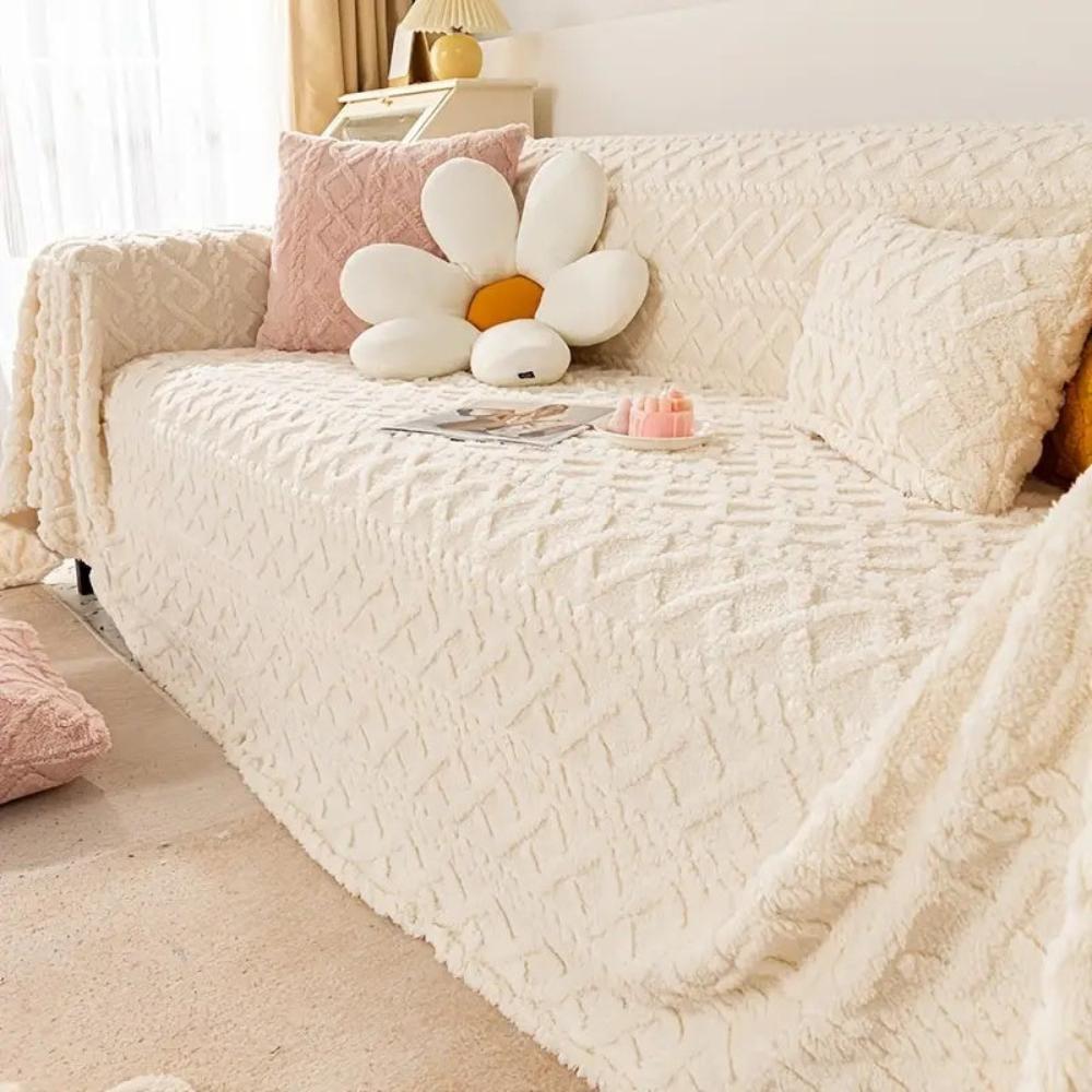 Cloud Nine Waffle Couch Cover - Plush Velvet Sofa Throw