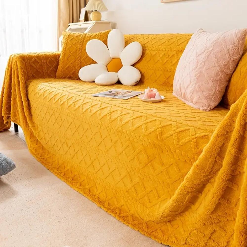 Cloud Nine Waffle Couch Cover - Plush Velvet Sofa Throw