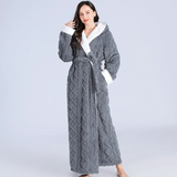 SnugHood Long Plush Robe - Hooded Fleece Bathrobe