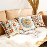 Embroidered Cushion Cover - Vintage Floral Pillow Cover