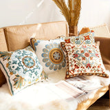 Embroidered Cushion Cover - Vintage Floral Pillow Cover