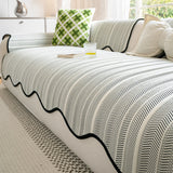 Scalloped Couch Cover - Herringbone Non-Slip Sofa Protector