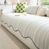 Scalloped Couch Cover - Herringbone Non-Slip Sofa Protector