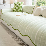 Scalloped Couch Cover - Herringbone Non-Slip Sofa Protector