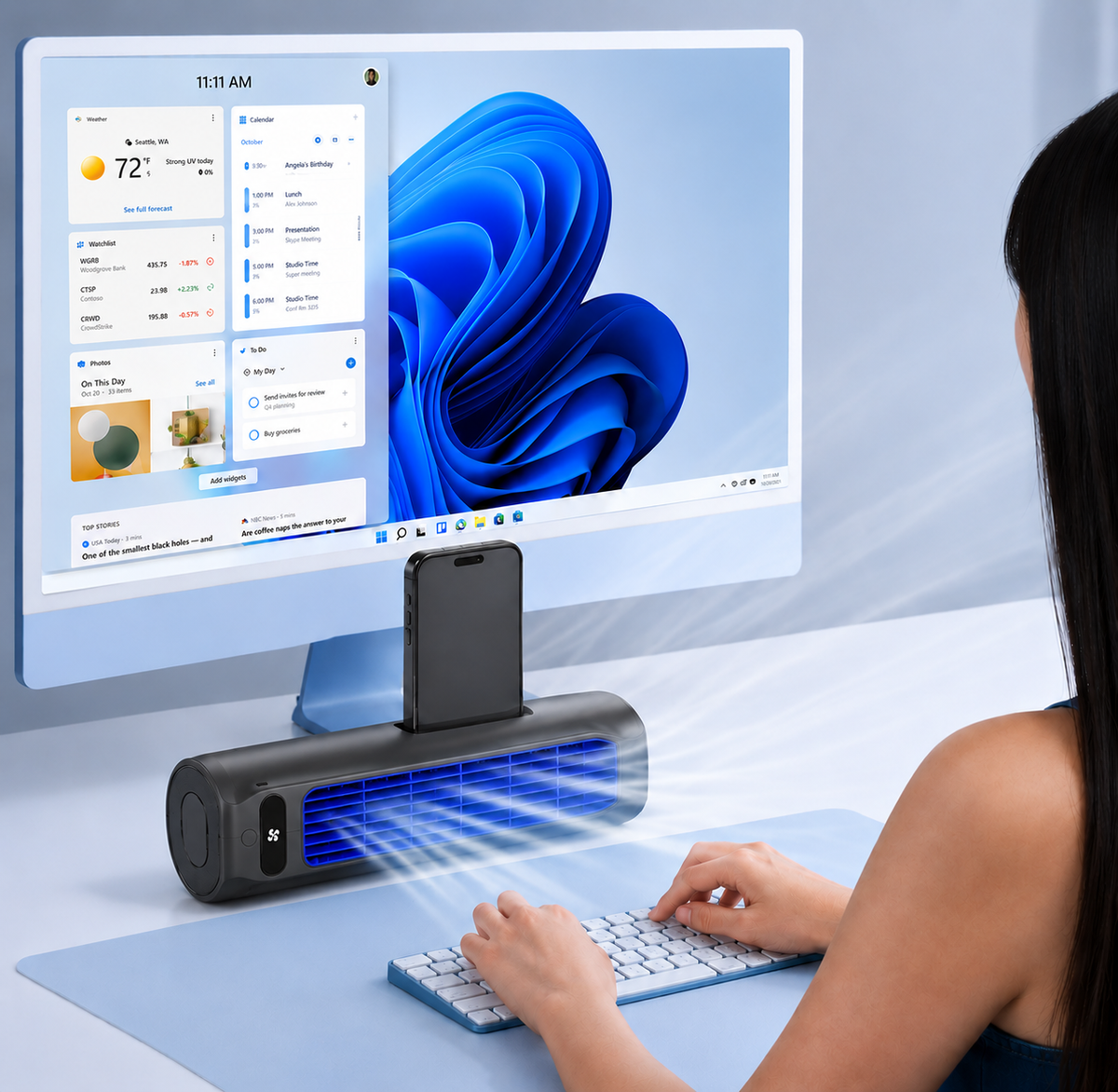 Rechargeable Portable Air Cooler - Cordless Bladeless Fan