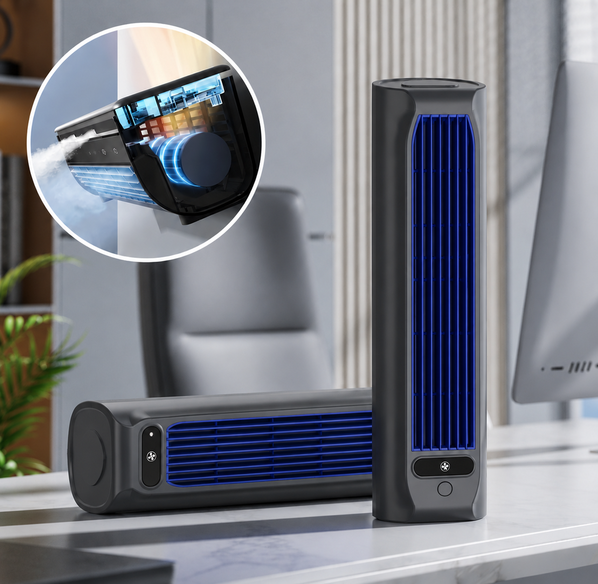 Rechargeable Portable Air Cooler - Cordless Bladeless Fan