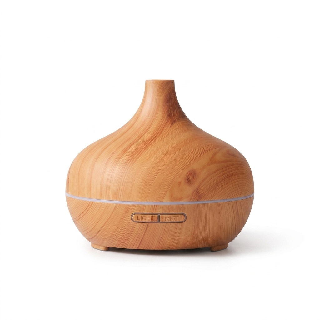 Halden Cool-Mist Humidifier & Aromatherapy Diffuser – Wood Grain, Whisper-Quiet, with Essential Oil Set