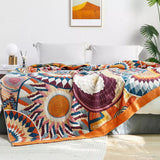 Cotton Throw Blanket - Sunburst Print All-Season Bedspread