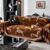 Wild Stallion Horse Print Couch Cover - Chenille Sofa Throw