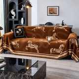 Wild Stallion Horse Print Couch Cover - Chenille Sofa Throw