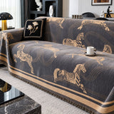 Wild Stallion Horse Print Couch Cover - Chenille Sofa Throw