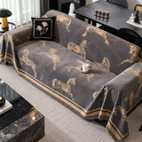Wild Stallion Horse Print Couch Cover - Chenille Sofa Throw