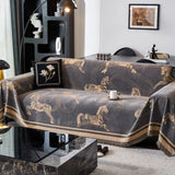 Wild Stallion Horse Print Couch Cover - Chenille Sofa Throw