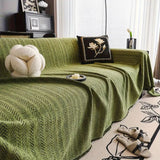 Large Chenille Couch Throw - Herringbone Sofa Cover