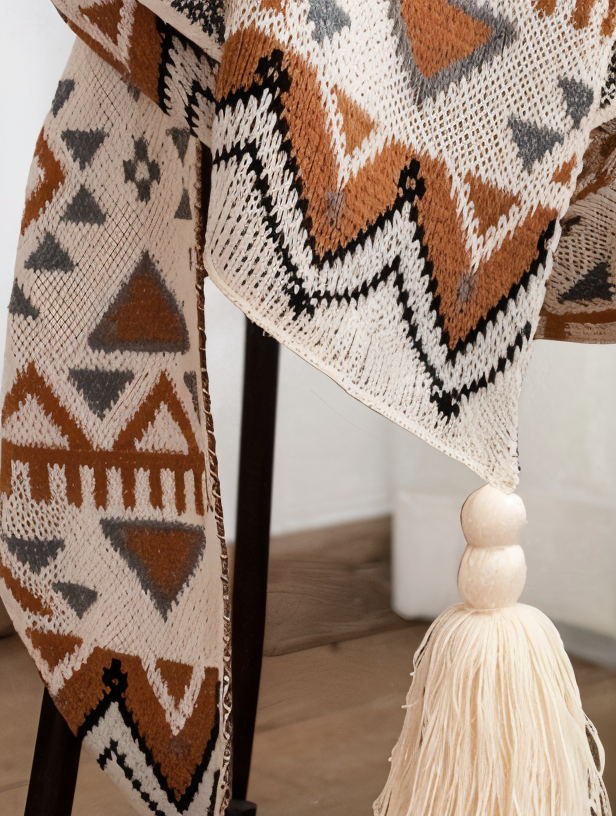 Fjell Geometric Fleece Blanket - Boho Sofa & Bed Throw