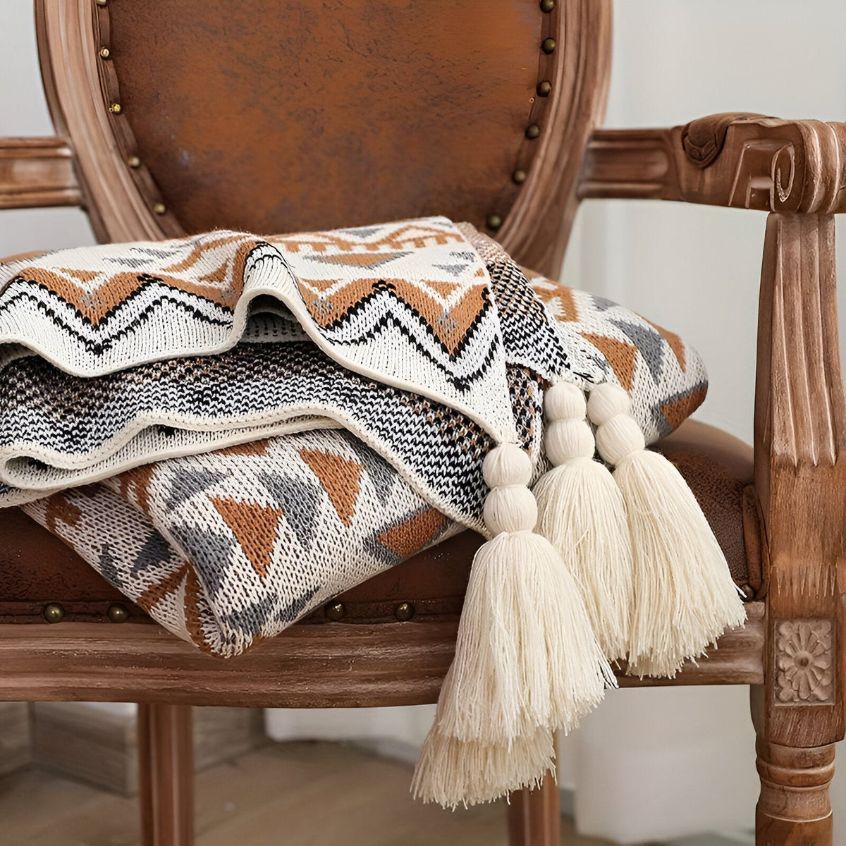 Fjell Geometric Fleece Blanket - Boho Sofa & Bed Throw