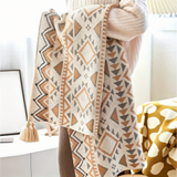 Fjell Geometric Fleece Blanket - Boho Sofa & Bed Throw