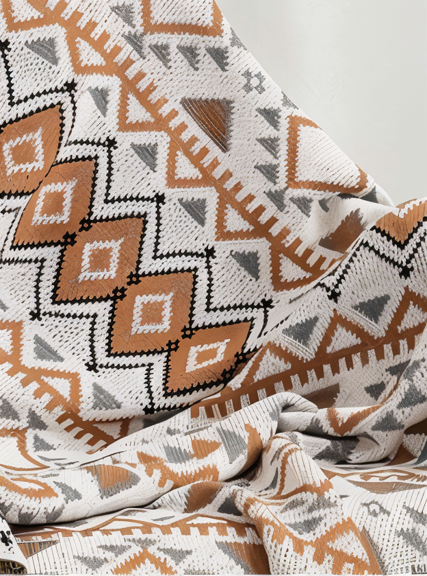 Fjell Geometric Fleece Blanket - Boho Sofa & Bed Throw