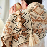 Fjell Geometric Fleece Blanket - Boho Sofa & Bed Throw