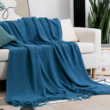 CosyWaffle Throw Blanket - Waffle Knit Fringe Sofa Throw