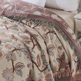 Orchid Bloom Jacquard Cotton Bedspread - Tassel Blanket