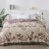 Orchid Bloom Jacquard Cotton Bedspread - Tassel Blanket